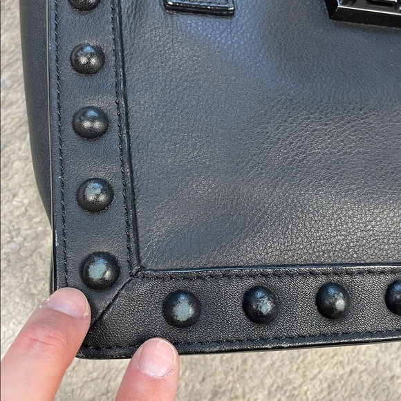 Loeffler Randall Junior Work Tote Bag Black Leather Studded 2 Way - Picture 7 of 15
